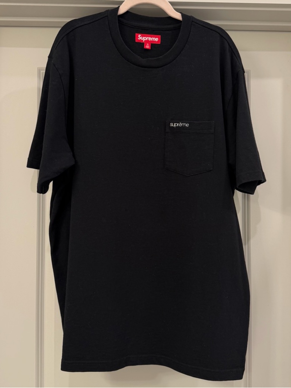 Supreme Black Pocket Logo Tee - Minimal Streetwear